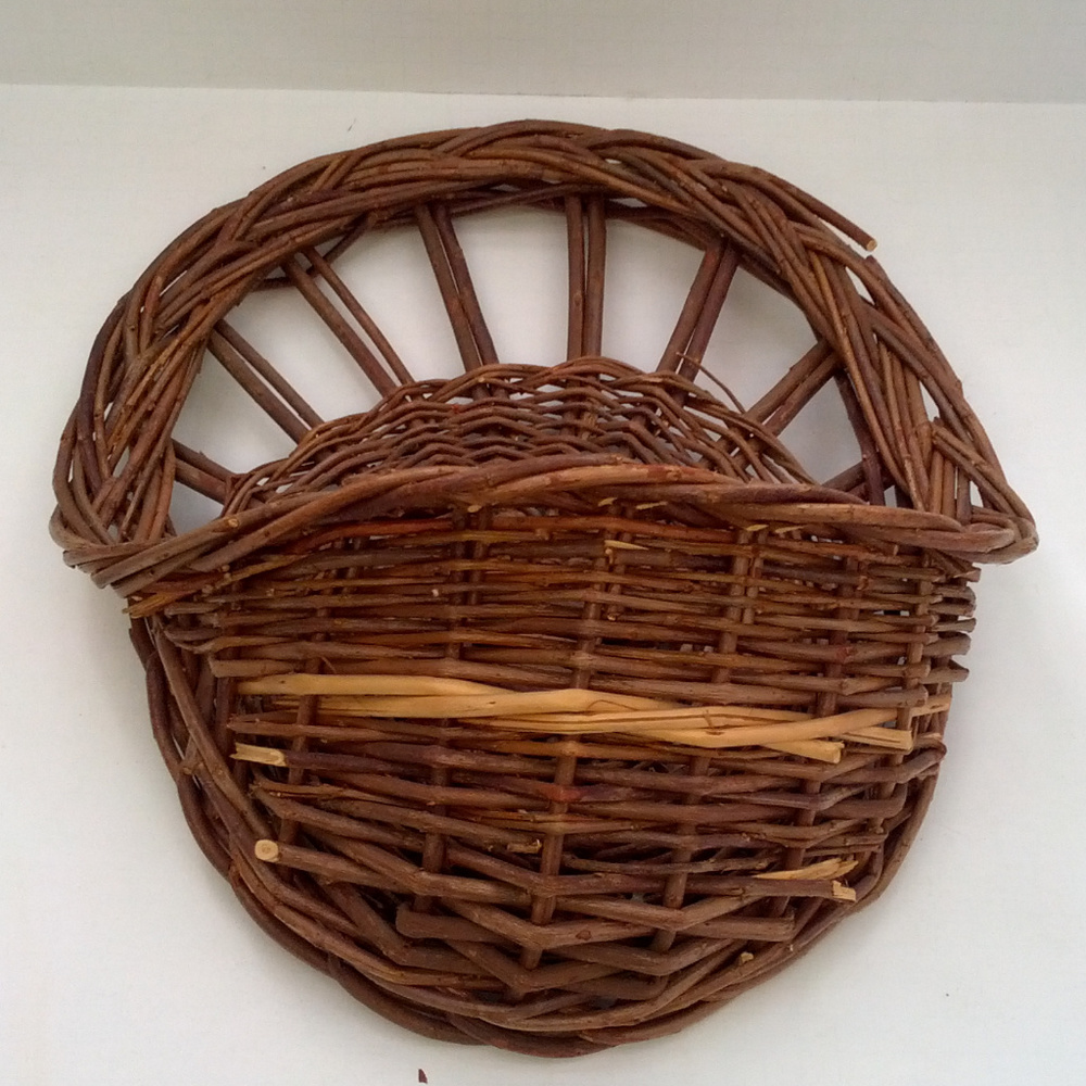 vintage country hand woven pocket wall basket